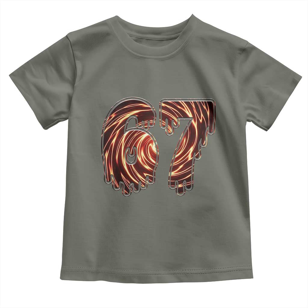 Fire Swirl Effect Printed Toddler T Shirt Six Seven Meme TS12 Military Green Print Your Wear