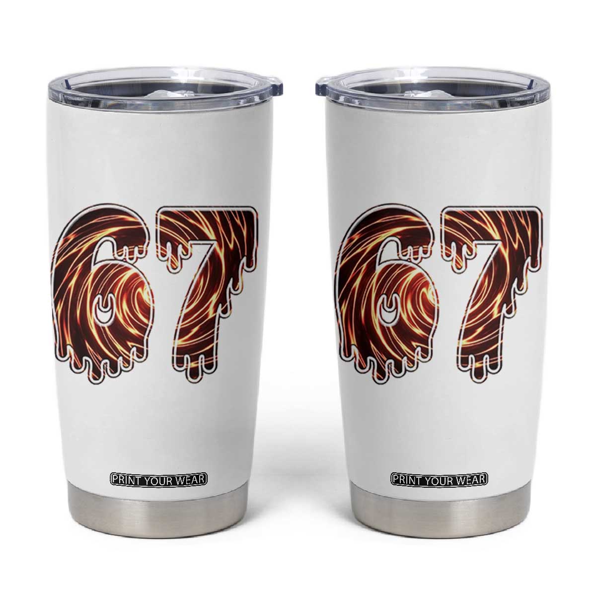 Fire Swirl Effect Printed Tumbler Cup Six Seven Meme TS12 White Print Your Wear