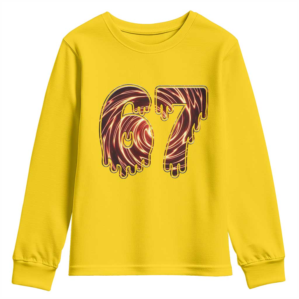 Fire Swirl Effect Printed Youth Sweatshirt Six Seven Meme TS12 Daisy Print Your Wear