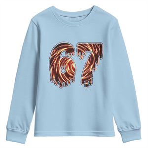 Fire Swirl Effect Printed Youth Sweatshirt Six Seven Meme TS12 Light Blue Print Your Wear