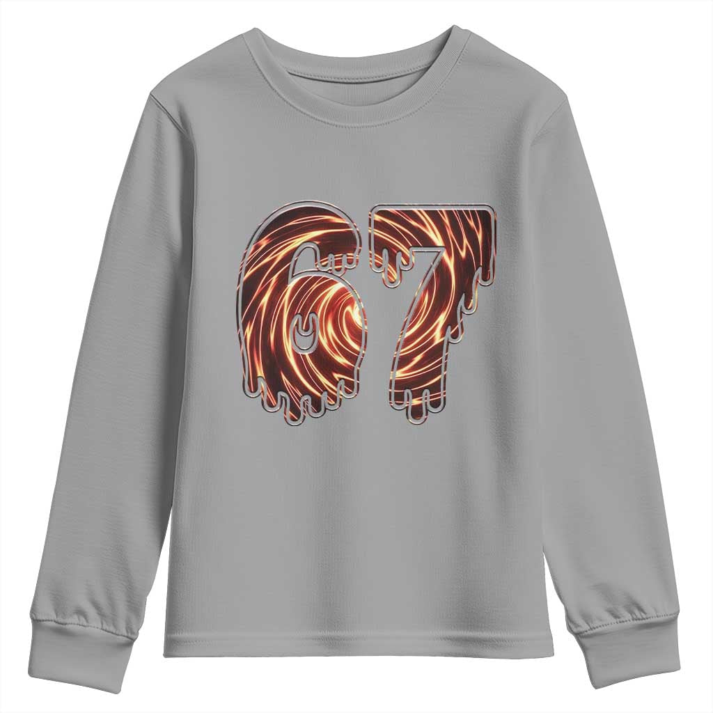 Fire Swirl Effect Printed Youth Sweatshirt Six Seven Meme TS12 Sport Gray Print Your Wear