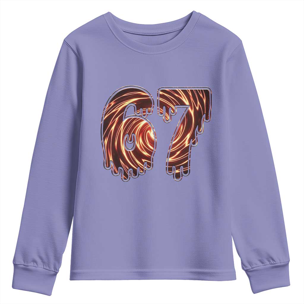 Fire Swirl Effect Printed Youth Sweatshirt Six Seven Meme TS12 Violet Print Your Wear