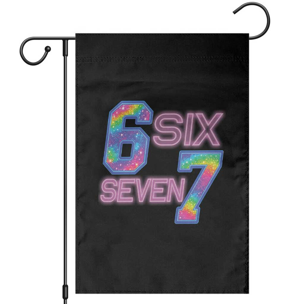 Colorful Neon Light Effect Garden Flag Six Seven Meme TS12 Black Print Your Wear