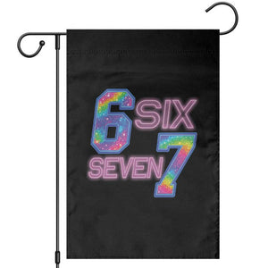 Colorful Neon Light Effect Garden Flag Six Seven Meme TS12 Black Print Your Wear