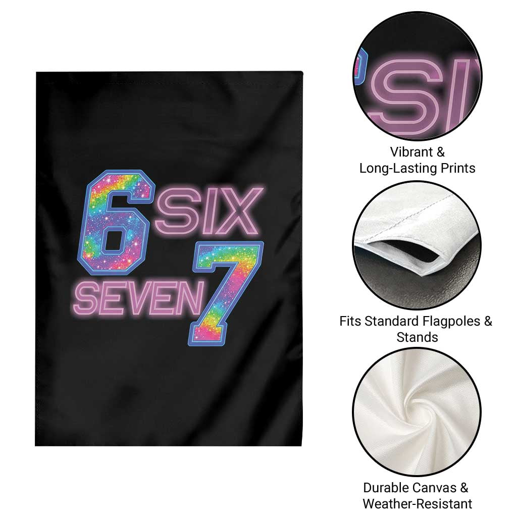 Colorful Neon Light Effect Garden Flag Six Seven Meme TS12 Print Your Wear