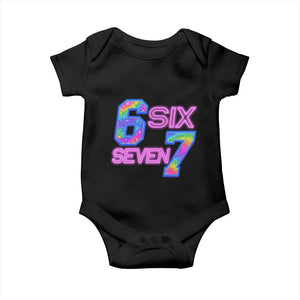 Colorful Neon Light Effect Baby Onesie Six Seven Meme TS12 Black Print Your Wear