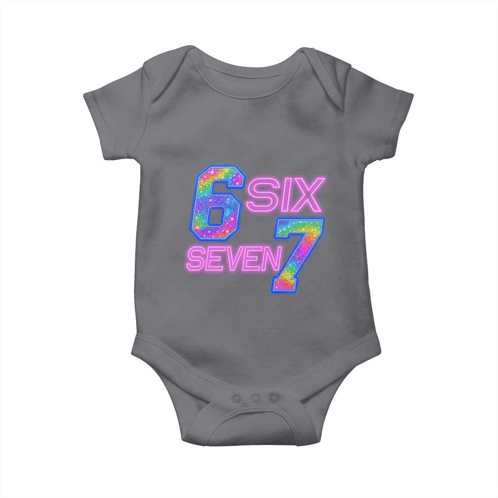 Colorful Neon Light Effect Baby Onesie Six Seven Meme TS12 Charcoal Print Your Wear