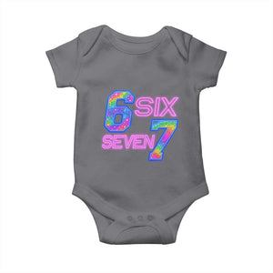 Colorful Neon Light Effect Baby Onesie Six Seven Meme TS12 Charcoal Print Your Wear