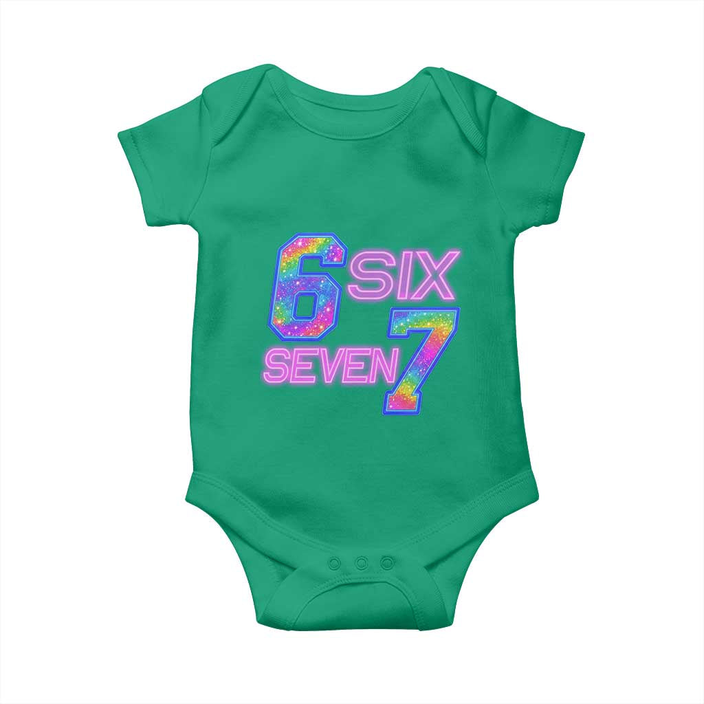 Colorful Neon Light Effect Baby Onesie Six Seven Meme TS12 Irish Green Print Your Wear