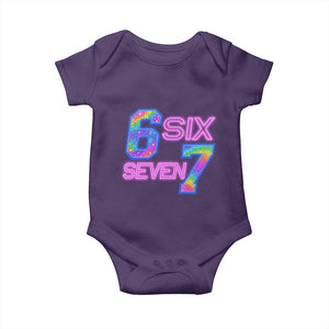 Colorful Neon Light Effect Baby Onesie Six Seven Meme TS12 Purple Print Your Wear