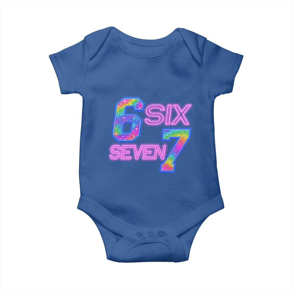 Colorful Neon Light Effect Baby Onesie Six Seven Meme TS12 Royal Blue Print Your Wear