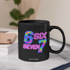 Colorful Neon Light Effect Coffee Mug Six Seven Meme TS12 Print Your Wear