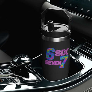 Colorful Neon Light Effect Flip Straw Tumbler Six Seven Meme TS12 Print Your Wear