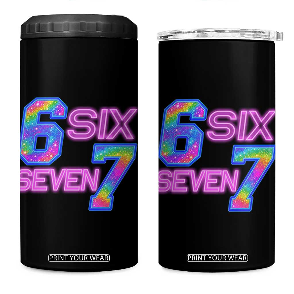 Colorful Neon Light Effect 4 in 1 Can Cooler Tumbler Six Seven Meme TS12 One Size: 16 oz Black Print Your Wear