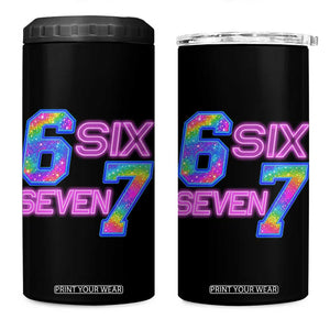 Colorful Neon Light Effect 4 in 1 Can Cooler Tumbler Six Seven Meme TS12 One Size: 16 oz Black Print Your Wear
