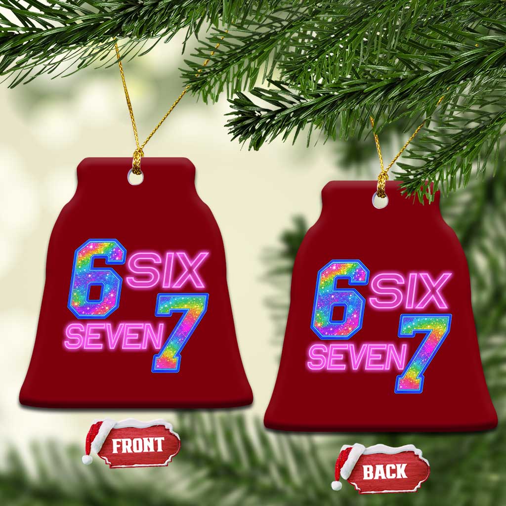 Colorful Neon Light Effect Ceramic Ornament Six Seven Meme TS12 Print Your Wear