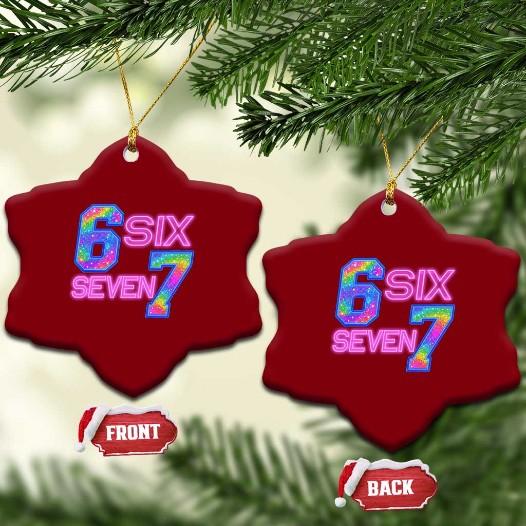 Colorful Neon Light Effect Ceramic Ornament Six Seven Meme TS12 Print Your Wear