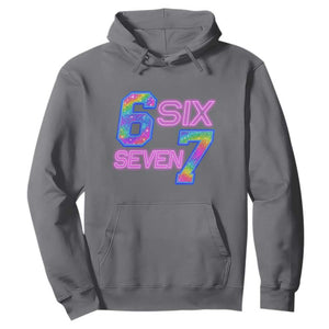 Colorful Neon Light Effect Hoodie Six Seven Meme TS12 Charcoal Print Your Wear