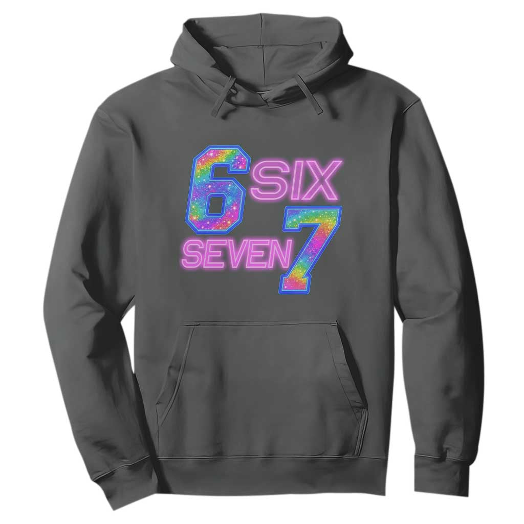 Colorful Neon Light Effect Hoodie Six Seven Meme TS12 Dark Heather Print Your Wear