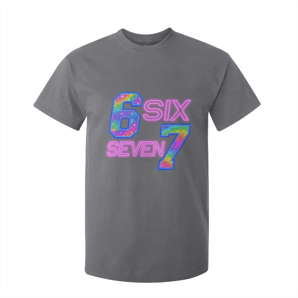 Colorful Neon Light Effect T Shirt For Kid Six Seven Meme TS12 Charcoal Print Your Wear