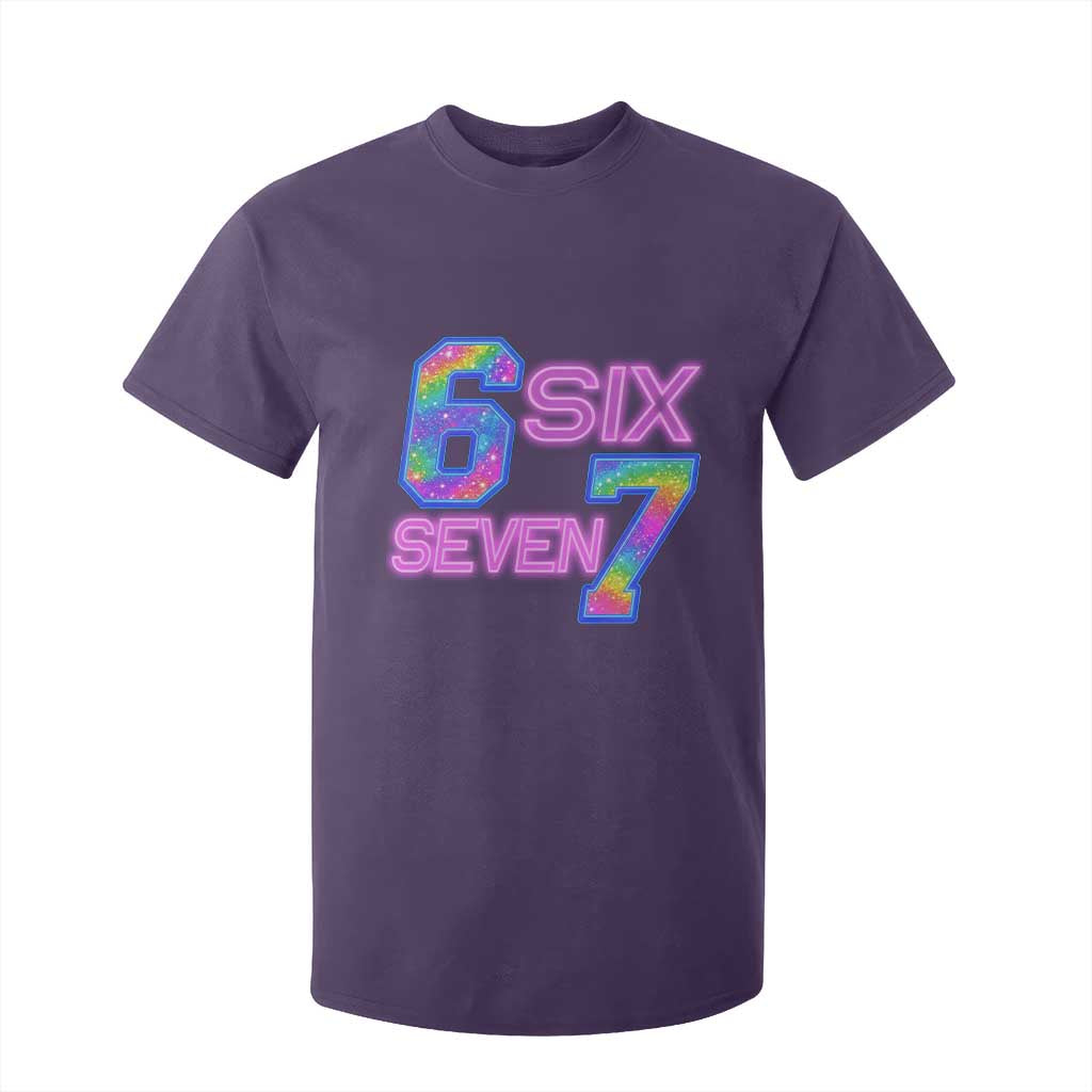 Colorful Neon Light Effect T Shirt For Kid Six Seven Meme TS12 Purple Print Your Wear