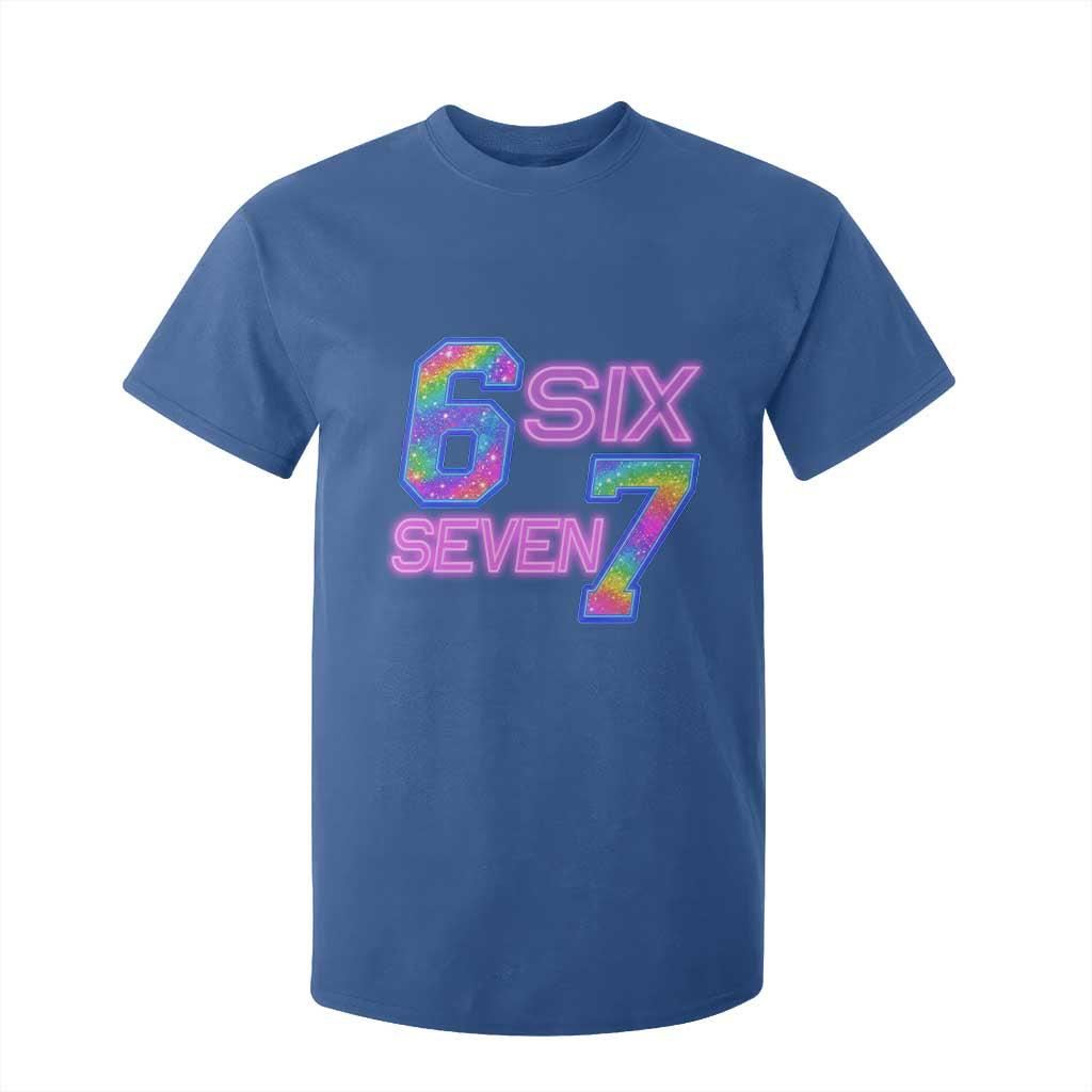 Colorful Neon Light Effect T Shirt For Kid Six Seven Meme TS12 Royal Blue Print Your Wear