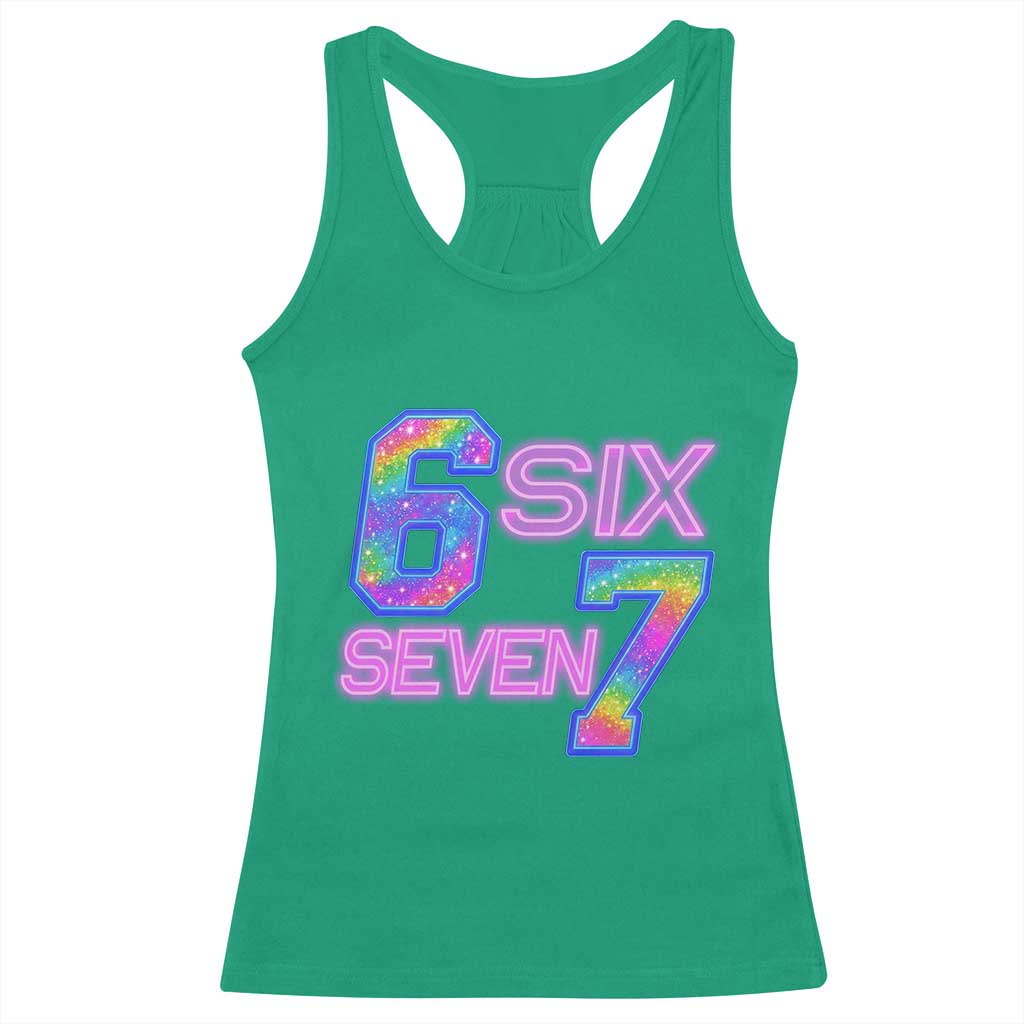 Colorful Neon Light Effect Racerback Tank Top Six Seven Meme TS12 Irish Green Print Your Wear