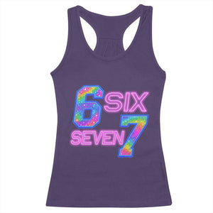 Colorful Neon Light Effect Racerback Tank Top Six Seven Meme TS12 Purple Print Your Wear