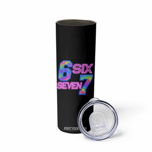 Colorful Neon Light Effect Skinny Tumbler Six Seven Meme TS12 Print Your Wear
