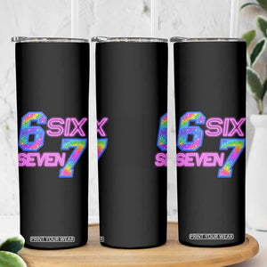 Colorful Neon Light Effect Skinny Tumbler Six Seven Meme TS12 Print Your Wear