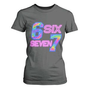 Colorful Neon Light Effect T Shirt For Women Six Seven Meme TS12 Dark Heather Print Your Wear