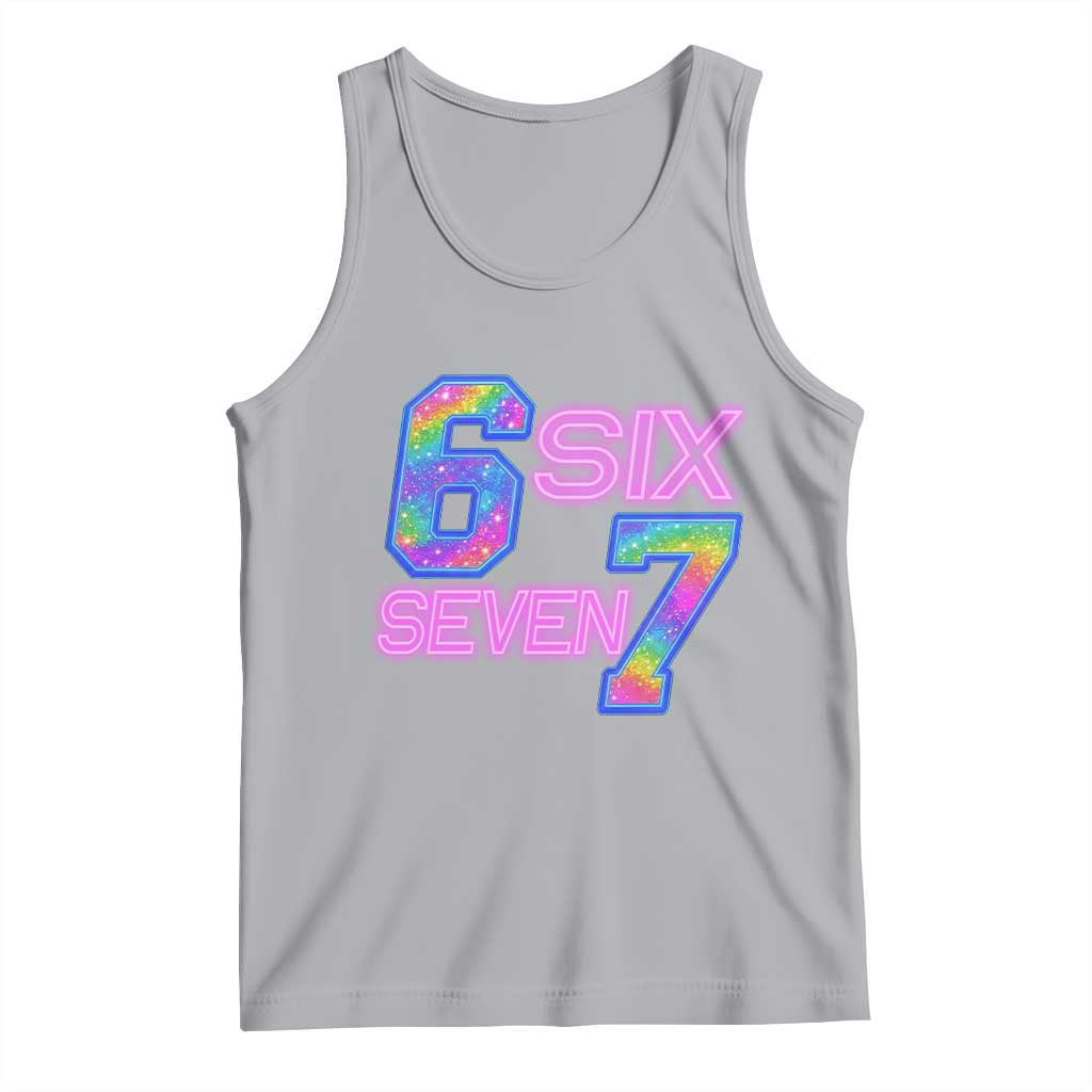 Colorful Neon Light Effect Tank Top Six Seven Meme TS12 Athletic Heather Print Your Wear