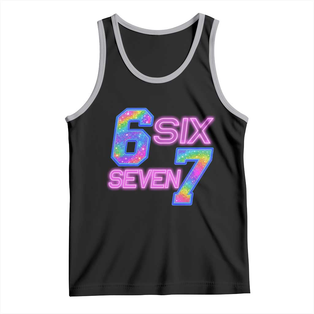 Colorful Neon Light Effect Tank Top Six Seven Meme TS12 Black Athletic Heather Print Your Wear
