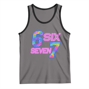 Colorful Neon Light Effect Tank Top Six Seven Meme TS12 Deep Heather Black Print Your Wear