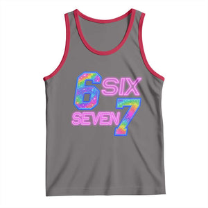 Colorful Neon Light Effect Tank Top Six Seven Meme TS12 Deep Heather Red Print Your Wear