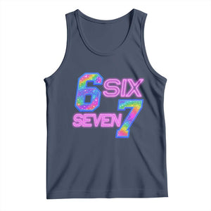 Colorful Neon Light Effect Tank Top Six Seven Meme TS12 Navy Print Your Wear
