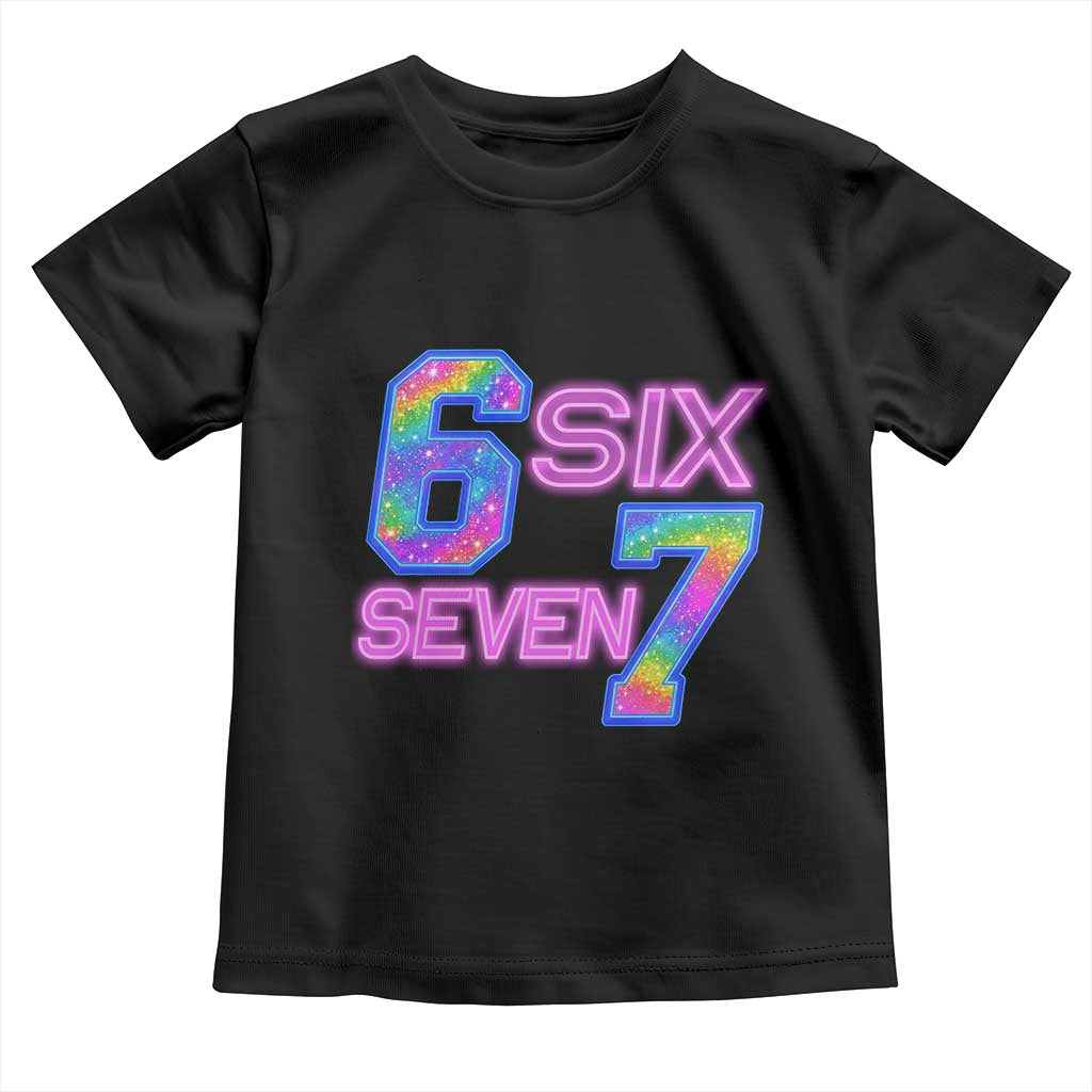 Colorful Neon Light Effect Toddler T Shirt Six Seven Meme TS12 Black Print Your Wear