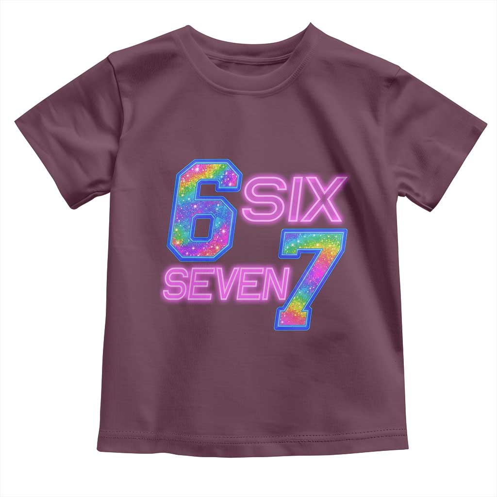 Colorful Neon Light Effect Toddler T Shirt Six Seven Meme TS12 Maroon Print Your Wear