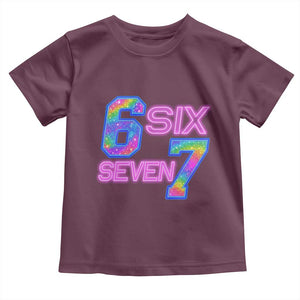 Colorful Neon Light Effect Toddler T Shirt Six Seven Meme TS12 Maroon Print Your Wear
