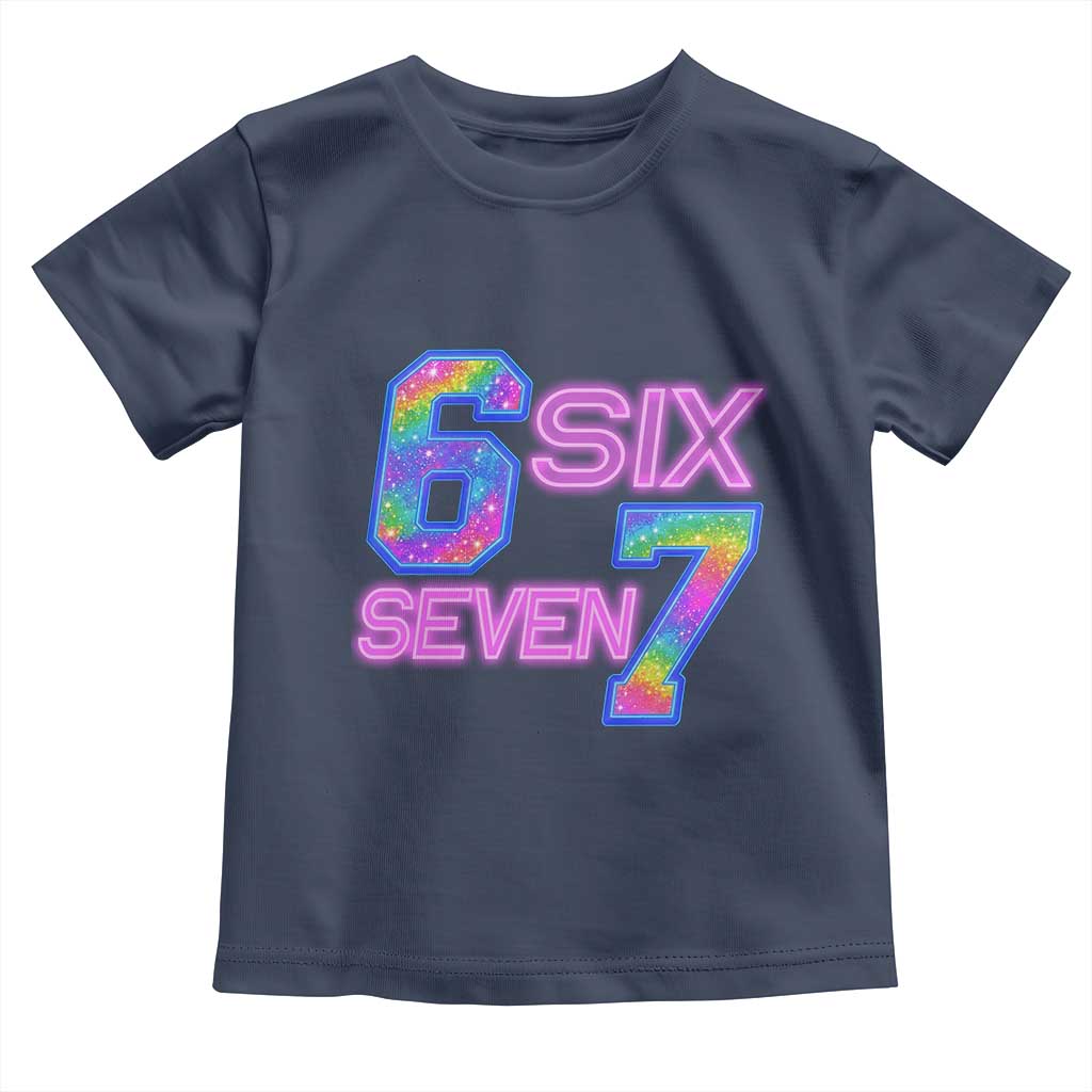 Colorful Neon Light Effect Toddler T Shirt Six Seven Meme TS12 Navy Print Your Wear