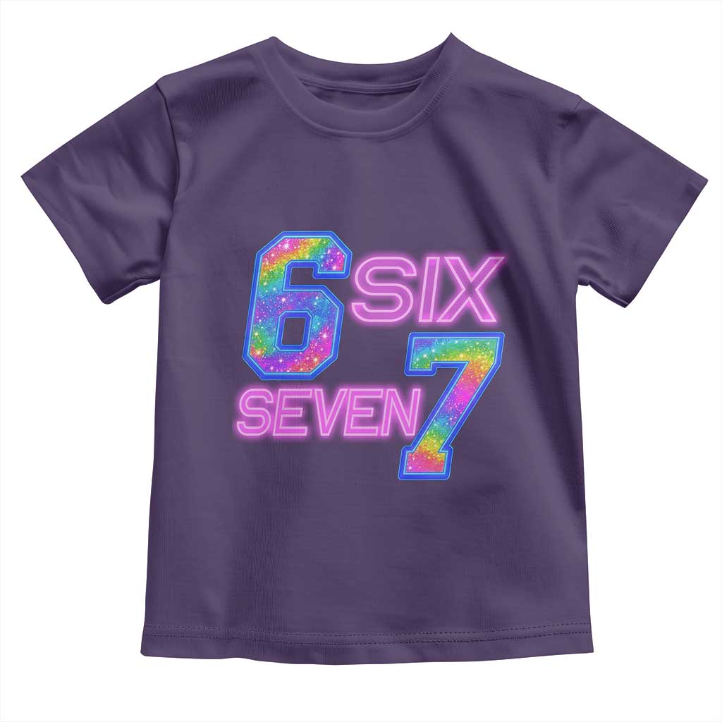 Colorful Neon Light Effect Toddler T Shirt Six Seven Meme TS12 Purple Print Your Wear