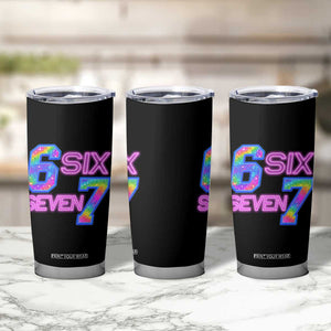 Colorful Neon Light Effect Tumbler Cup Six Seven Meme TS12 Print Your Wear