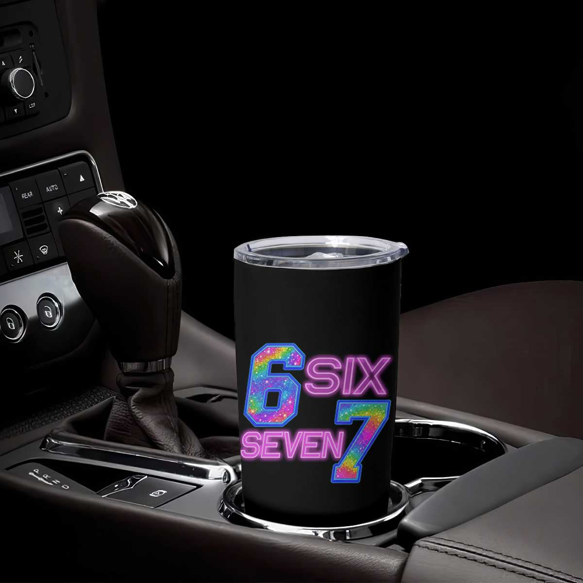 Colorful Neon Light Effect Tumbler Cup Six Seven Meme TS12 Print Your Wear