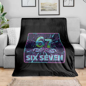 Funny Six Seven Meme Throw Blanket Cyberpunk Neon Style TS12 Print Your Wear