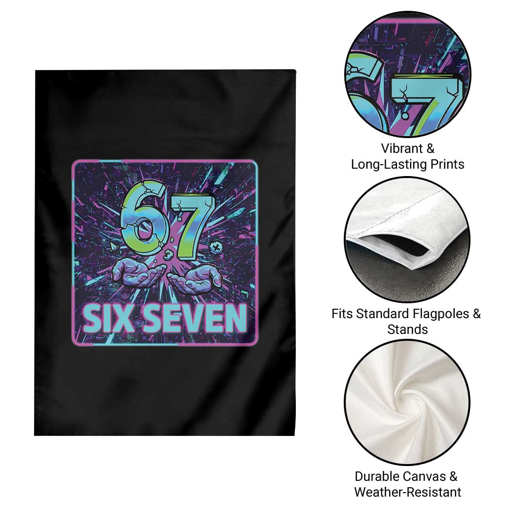 Funny Six Seven Meme Garden Flag Cyberpunk Neon Style TS12 Print Your Wear