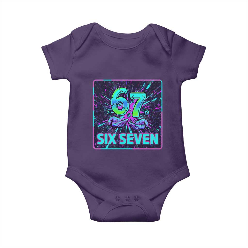 Funny Six Seven Meme Baby Onesie Cyberpunk Neon Style TS12 Purple Print Your Wear