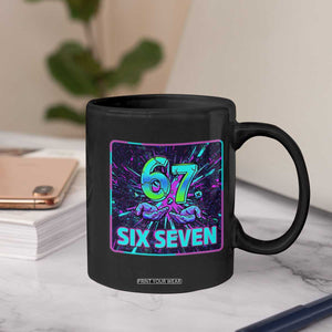 Funny Six Seven Meme Coffee Mug Cyberpunk Neon Style TS12 Print Your Wear
