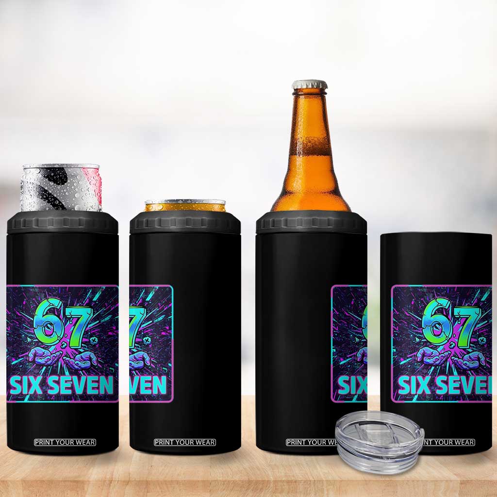 Funny Six Seven Meme 4 in 1 Can Cooler Tumbler Cyberpunk Neon Style TS12 Print Your Wear