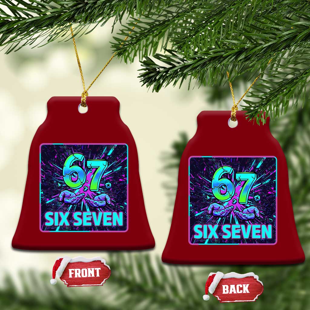 Funny Six Seven Meme Ceramic Ornament Cyberpunk Neon Style TS12 Print Your Wear