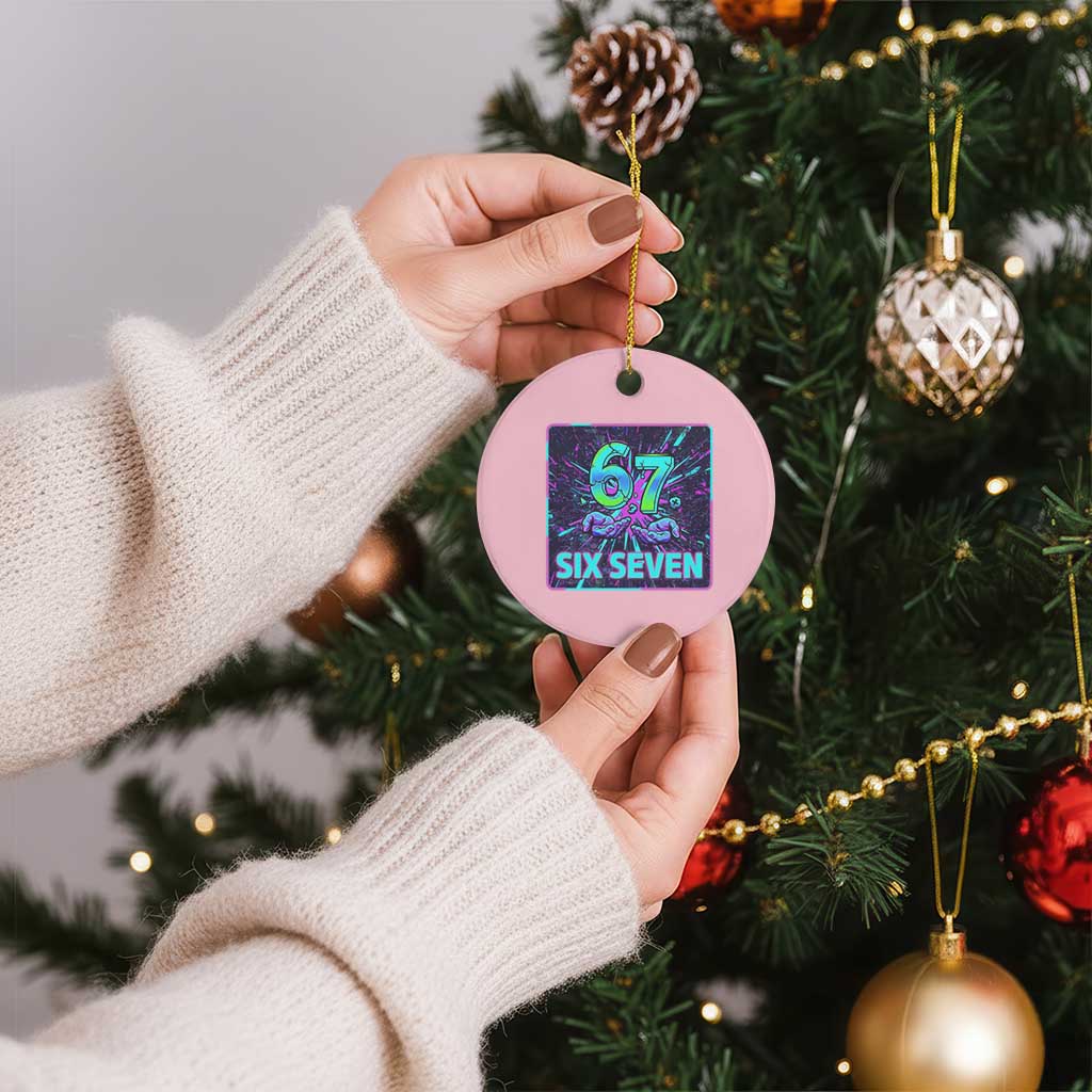Funny Six Seven Meme Ceramic Ornament Cyberpunk Neon Style TS12 1pc Light Pink Print Your Wear